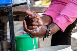 Hand washing station in the community.