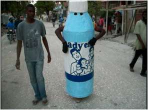 Promoting Gadyen Dlo during Carnival in Leogane
