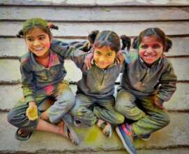 Photograph of Aasraa Students after Holi