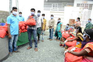 Migrant workers getting groceries kits donation