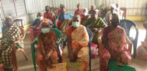 Neglected elders receiving ration kits