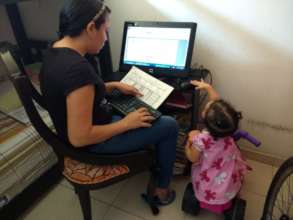 Teacher working from home