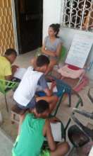 Family studying together