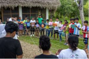 Team building exercise with youths