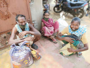 Happy moment after getting food items in covid 19