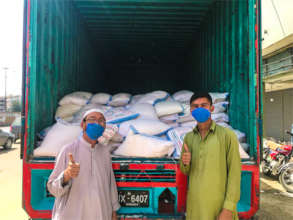Team during ration distribution in Karachi