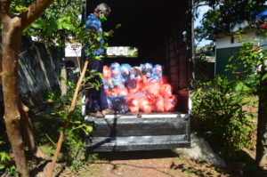 A truckload of relief packages
