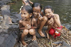 Children Playing by the O'Malu Waterfall