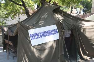 An NDI information centre in Port-au-Prince