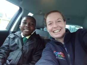 Family Support Worker Abi and Moses in the car