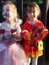 Maya and Ezri enjoying heart crafts