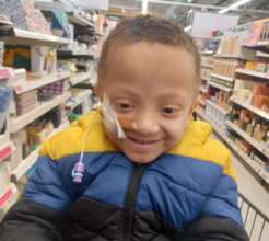Mohammed enjoying a supermarket visit with Georgia