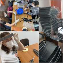 Young people manufacturing face shields