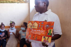 HAGN Mentor working with girls in a safe space