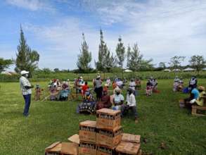Families Geting Brief before they get food stuffs
