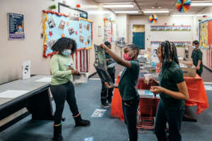 Students at Mason Academy peruse their options