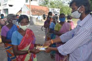 Indrarani receiving her cash grant