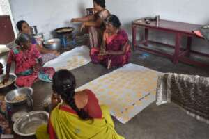 Group of women in creating papadams..!!