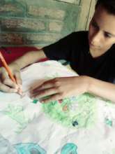 Working on art project from home
