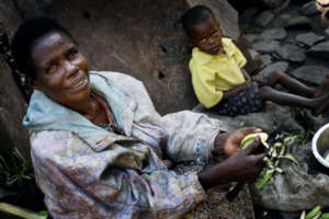 Grandmother and child in the community