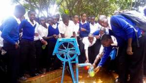 Rope pump in operation at another school