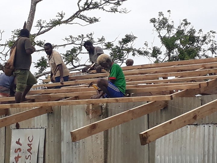 building of the wooden structure of the workshop