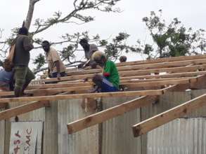 building of the wooden structure of the workshop