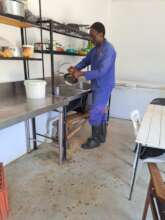 Sibusiso working in our new kitchen