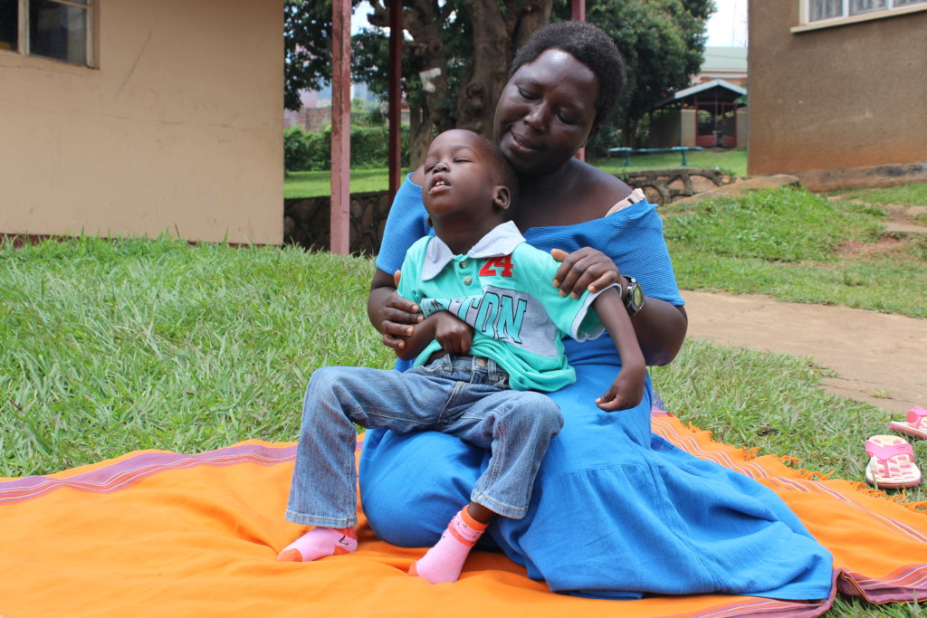 Achild with a caretaker