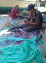Wissam setting up his new fishing nets