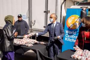 Reverend Al Sharpton at a WCK grab-n-go site