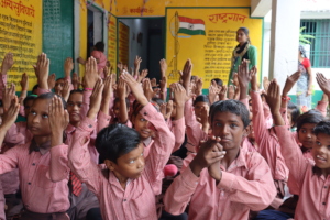 Children are doing hand wash activity