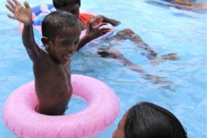 Fun in the pool at the Infants Home