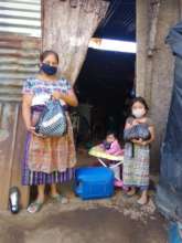 Family receiving pantry supplies