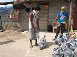 Worker collecting his family rations