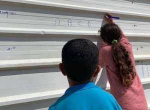 Schoolchildren in Naqab. Photo: Amir Abu Kaf
