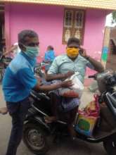 distributing relief items 1