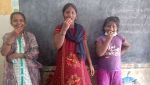 Girls eating chocolates