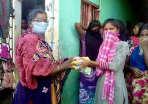 Sanitary pad distribution in a slum
