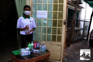 Team member, Phalla, welcoming back students