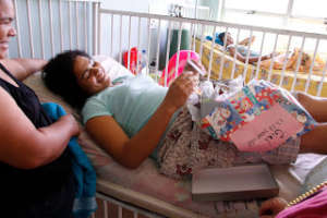 mom and child in hospital