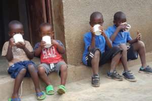 Kids enjoying breakfast