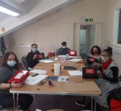 Carers enjoying art class with Yasmin