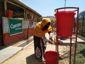 Handwashing in a Rohingya refugee camp, Bangladesh