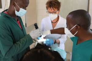 One of the chimps being examined during the checks