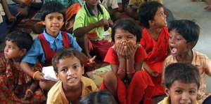 Children from the local slum area