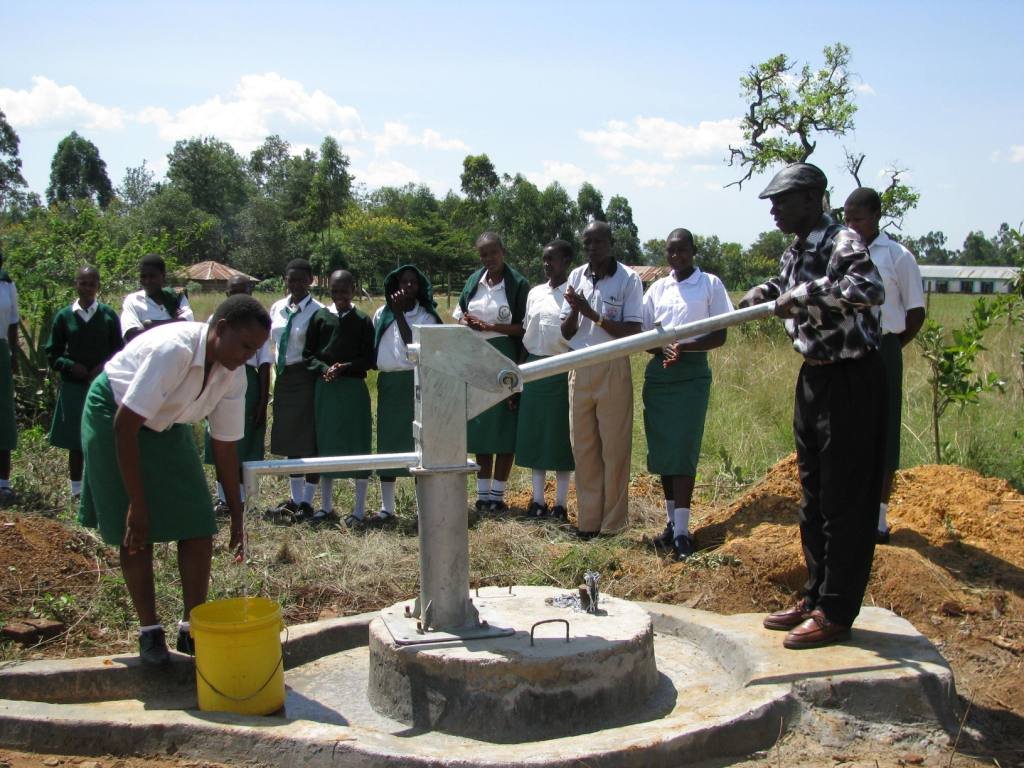 The borehole and hand pump