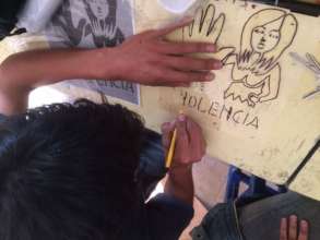Artwork protesting gender-based violence in Mexico