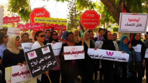 A demonstration against gender-based violence
