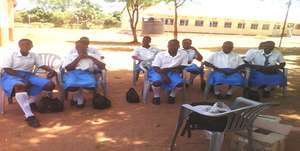 Girls receiving sanitary towels